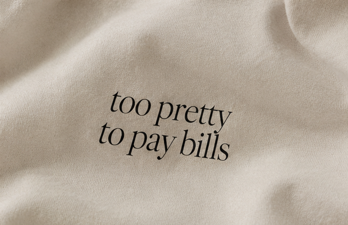 Too Pretty to Pay Bills Tee — Minimalist Oversized Boxy Shirt